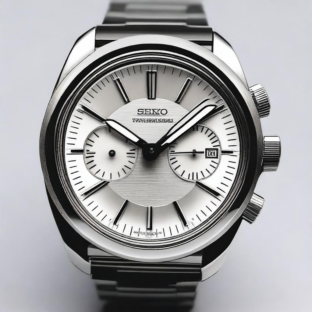 Generate an image of a Seiko watch case with an NH35 movement and a classic, elegant dial