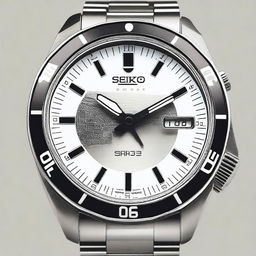 Generate an image of a Seiko watch case with an NH35 movement and a classic, elegant dial