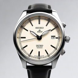 Generate an image of a Seiko watch case with an NH35 movement and a classic, elegant dial