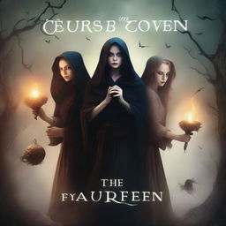 Create a book cover titled 'The Cursed Coven'