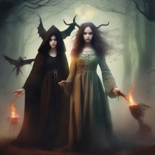 Create a book cover titled 'The Cursed Coven'