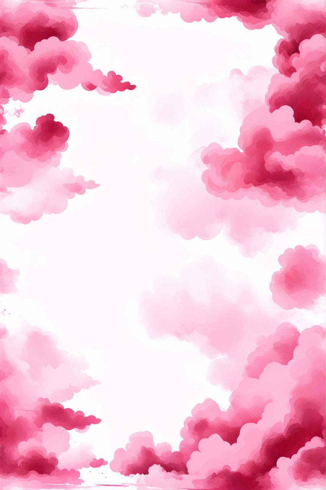 This is a request for a high-resolution, intricate wallpaper background design featuring pink watercolour clouds