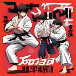 Create an anime-style book cover featuring a high-intensity karate tournament