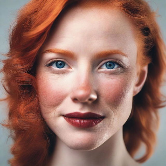 Generate an image of a red-headed woman with a hickey visible on her neck