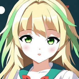 Generate an image of an adorable little anime-style girl with blonde hair