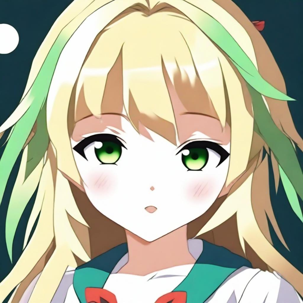 Generate an image of an adorable little anime-style girl with blonde hair