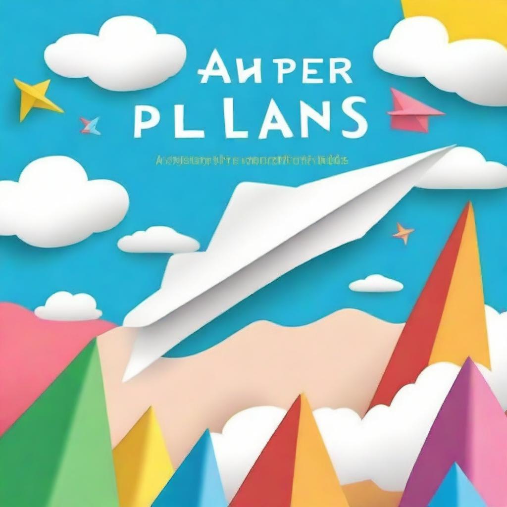 Create an image for a book cover titled 'Paper Plane Folding for Kids'