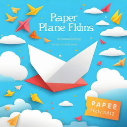 Create an image for a book cover titled 'Paper Plane Folding for Kids'