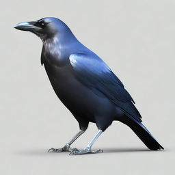 Generate an image of a black crow. The crow should be detailed and realistic, showcasing its glossy black feathers.