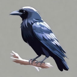 Generate an image of a black crow in anime style