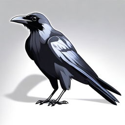 Generate an image of a black crow in anime style