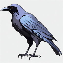 Generate an image of a black crow in anime style