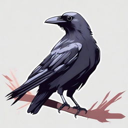 Generate an image of a black crow in anime style