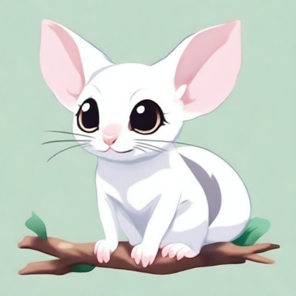 Generate an image of a white sugar glider in anime style