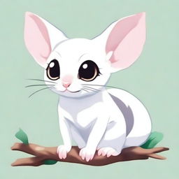 Generate an image of a white sugar glider in anime style