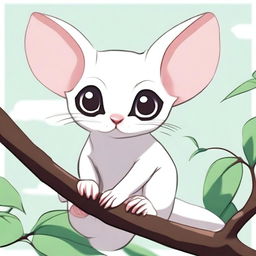 Generate an image of a white sugar glider in anime style