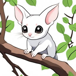 Generate an image of a white sugar glider in anime style