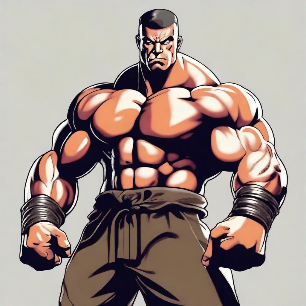 A large, muscular male fighter