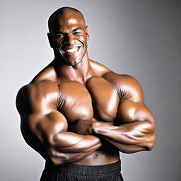 A large, muscular male boxer flexing his muscles