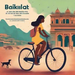 Generate an image of a book cover that narrates the powerful story of a girl who cycled 1200km through India to bring her injured father home