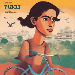 Generate an image of a book cover that narrates the powerful story of a girl who cycled 1200km through India to bring her injured father home