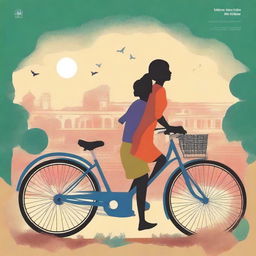 Generate an image of a book cover that narrates the powerful story of a girl who cycled 1200km through India to bring her injured father home