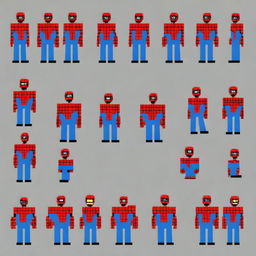 Generate a series of Spiderman sprites in idle position