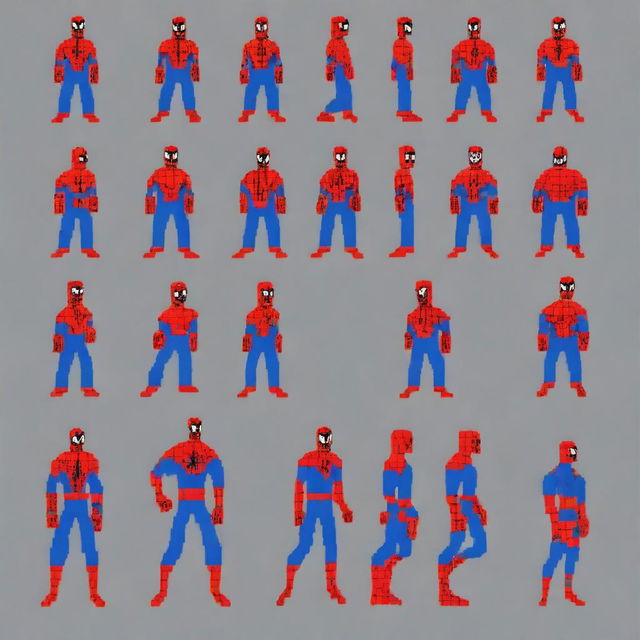 Generate a series of Spiderman sprites in idle position