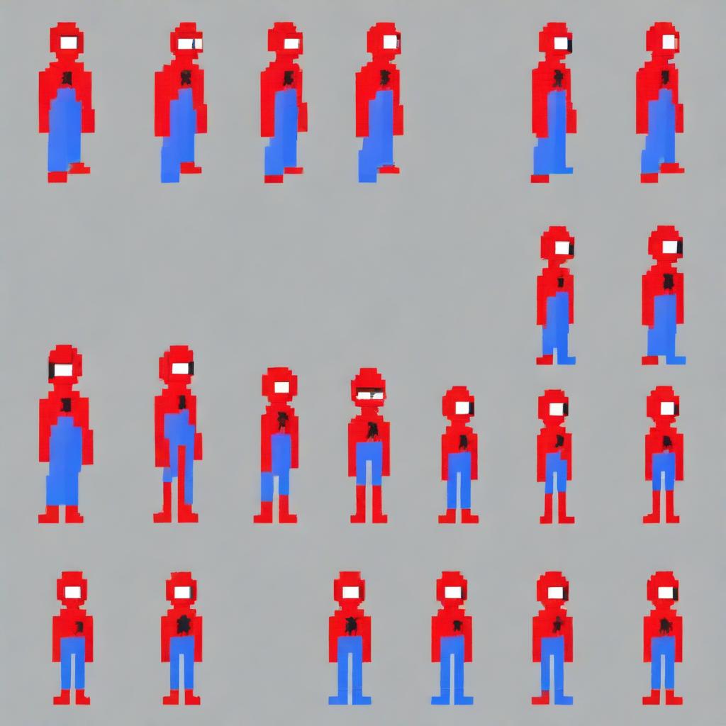 Generate a series of Spiderman sprites in idle position