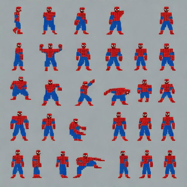 Generate a series of Spiderman sprites in idle position