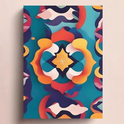 Create a book cover with an abstract design featuring vibrant colors and intricate patterns.