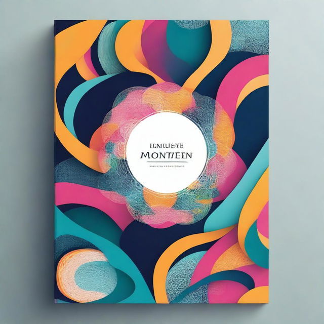 Create a book cover with an abstract design featuring vibrant colors and intricate patterns.