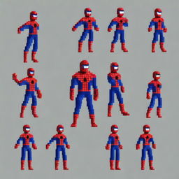 Generate a series of Spiderman sprites in idle position