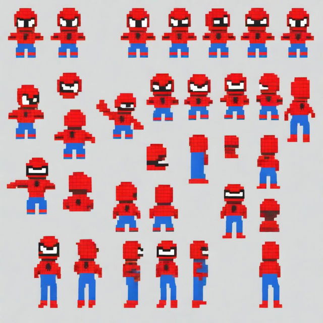 Generate a series of Spiderman sprites in idle position