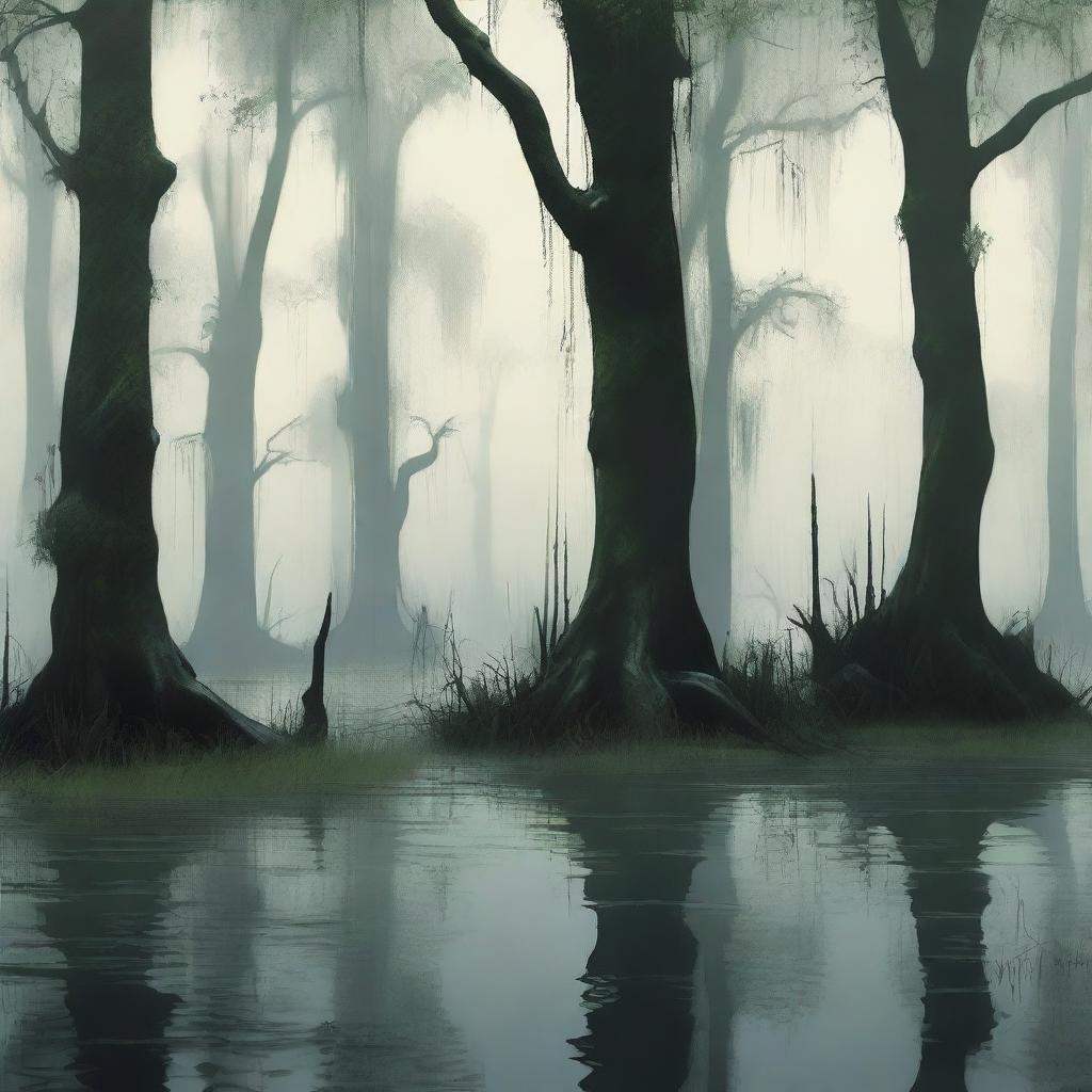 Create an image of a swamp with high walls