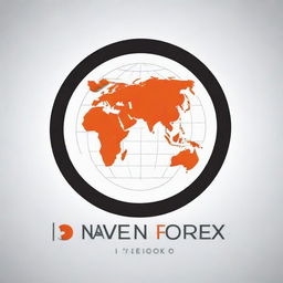 Design a pictorial logo for 'Naveen Forex'. Incorporate imagery denoting global currency exchange, financial growth, and stability. Use recognizable symbols representing foreign exchange, such as world map or currency symbols.