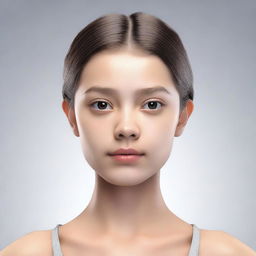 Generate an image of a girl with medium-sized features, focusing on a balanced and natural figure.