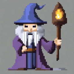 Create a pixel art image of a wizard with a stick