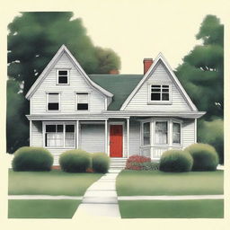 Create an image of a quiet suburban neighborhood with a focus on two houses side by side