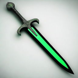 Generate an image of a black sword with green details