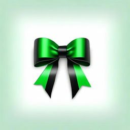 Generate an image of a black bow with green details. The bow should have intricate green accents that highlight its design.