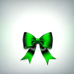 Generate an image of a black bow with green details. The bow should have intricate green accents that highlight its design.