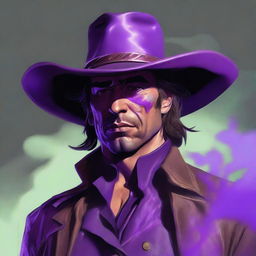 Create an image of a character that resembles Javier Bardem, but his skin has the texture of slime and is colored like tobacco spit