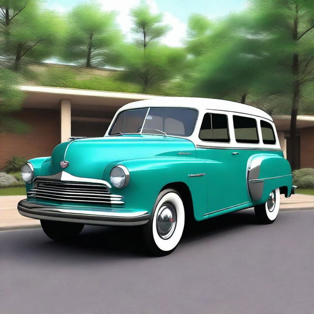 Generate an image of an SUV with 1950's styling