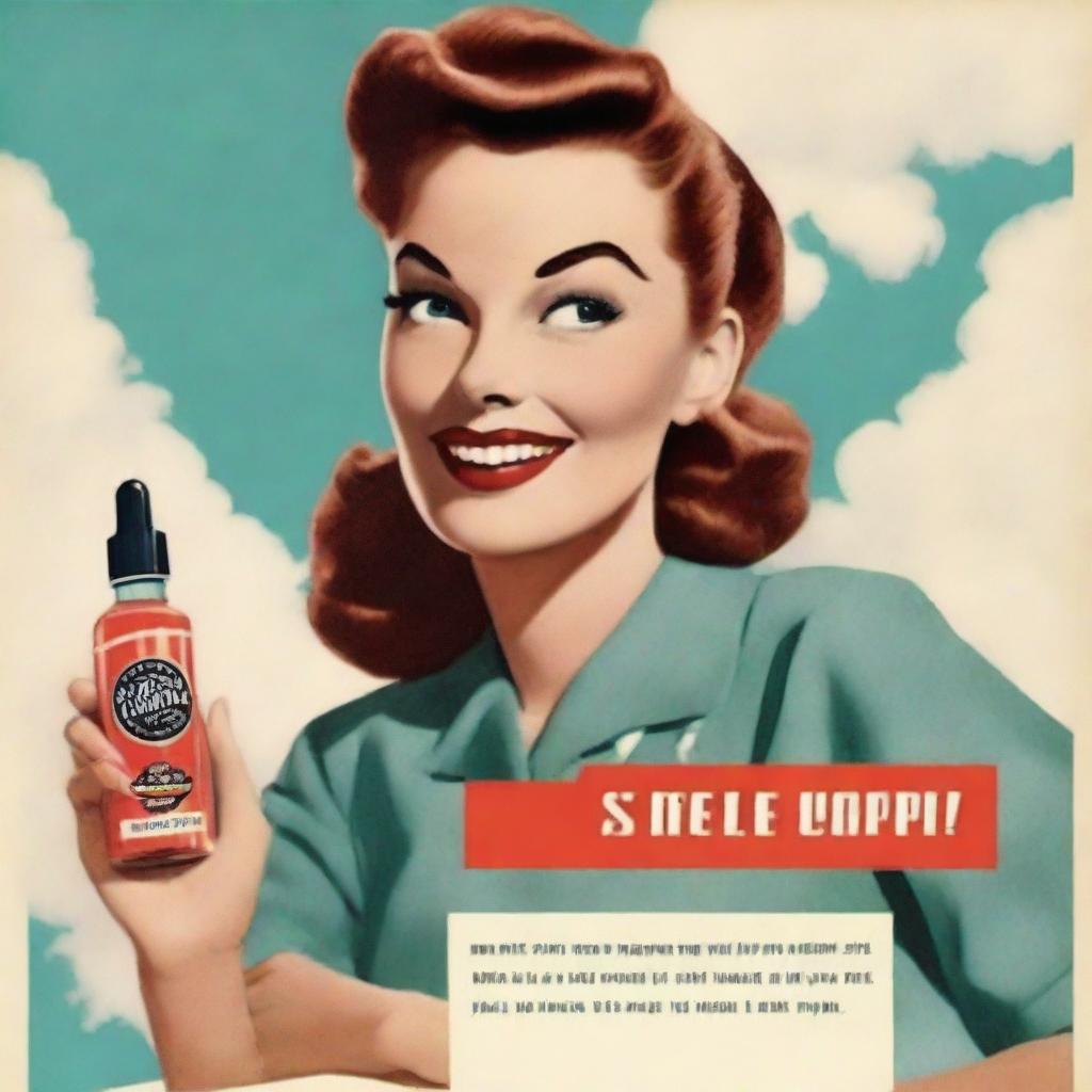 Generate an image of a 1950's style advertisement for a vape