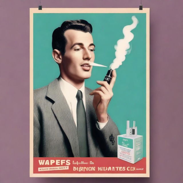 Generate an image of a 1950's style advertisement for a vape