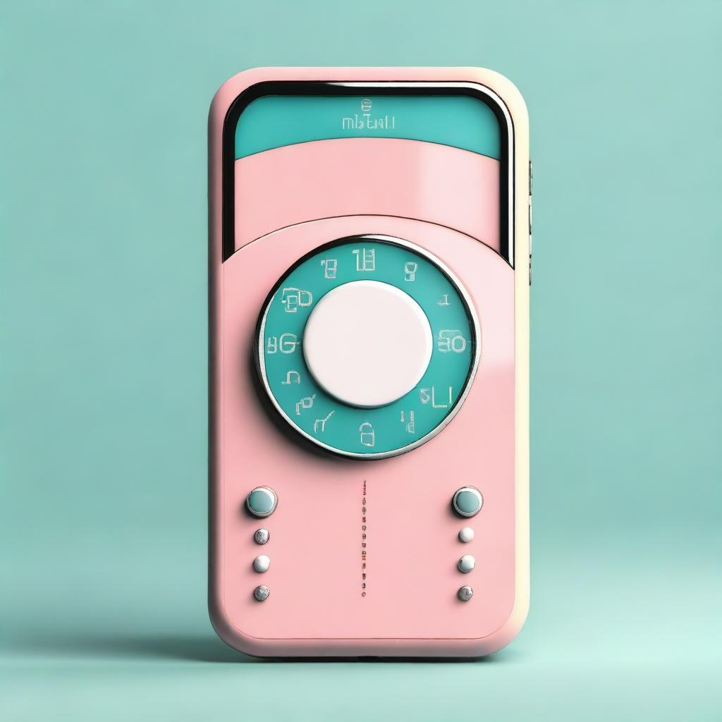Generate an image of an iPhone designed in the 1950s style