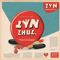 Generate an image of a 1950s style advertisement for a fictional product called 'Zyn'