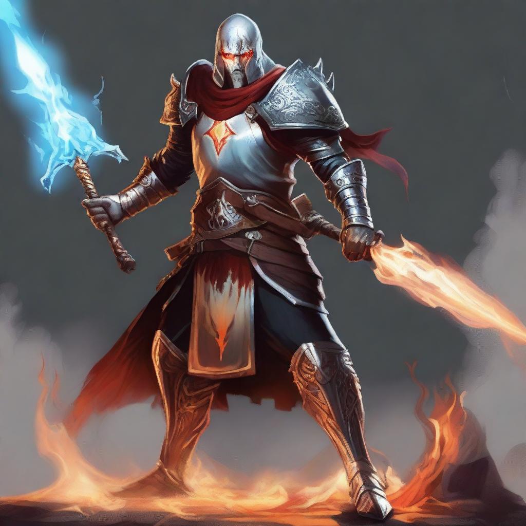 Create an image of a Dungeons & Dragons character who is a fire genasi