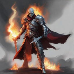 Create an image of a Dungeons & Dragons character who is a fire genasi